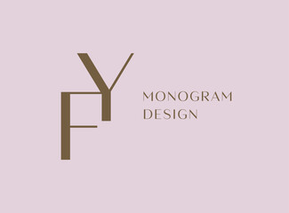 Wall Mural - YF or FY letter logo icon design. Classic style luxury initials monogram.