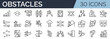 © SkyLine - Set of 30 outline icons related to obstacles. Linear icon collection. Editable stroke. Vector illustration