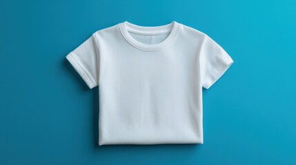 Branding T-Shirt. Clean White T-Shirt Mockup on Blue Background for Fashion Presentation