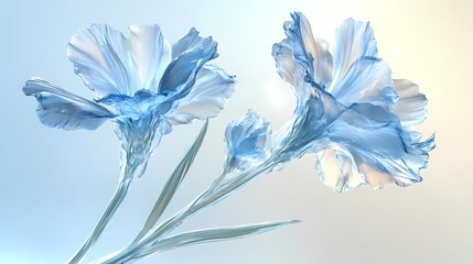 Blue and white glass carnation illustration poster background