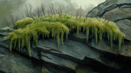 Wall Mural - Moss Covered Rock in a Lush Forest Landscape