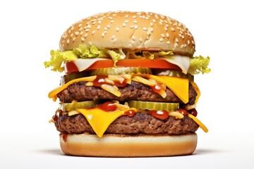 Canvas Print - Burger cheese food white background.