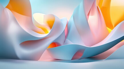 dynamic 3 d forms futuristic background, pastel color