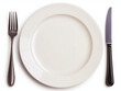 © Business Image - Minimalistisches Essen in Deutschland: Leerer weißer Teller für Frühlingsarrangements