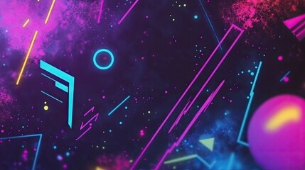 Aufkleber - Vintage 90s-themed letter paper with neon splashes, retro graphics, and ample space for adding your message.