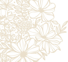 Aufkleber - Floral background, flower banner, simple white cover design for wedding or invitation, hand drawn floral illustration clip art design
