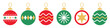 © Vector Archive - Christmas Bauble Illustrations. Set of Christmas Bauble Shapes With Geometric Designs. Christmas Ball Decoration Illustration Collection.
