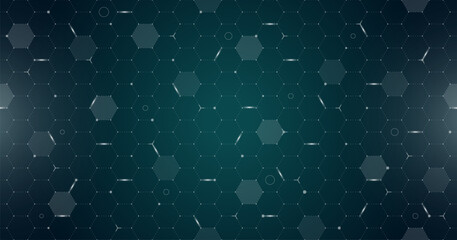 Leinwandbilder - VR HUD futuristic interface hexagons grid. Digital UI screen hexagonal mesh. GUI hi tech visor seamless pattern. Spaceship head up display hex particles on dark green background. FUI Sci Fi dashboard