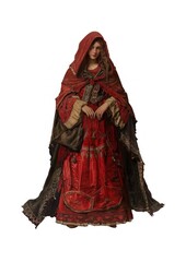 Canvas Print - Medieval woman in red cloak