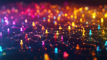Poster - Network connections with colorful nodes and people icons