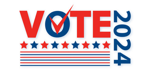 Poster - 2024 presidential elections. Vote day. November 5. US election white backdrop banner. 3D Rendering.