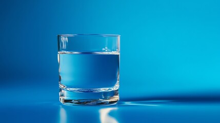 Wall Mural - A glass of water on a blue background.