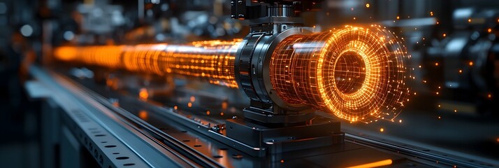 Aufkleber - Dramatic futuristic energy reactor emitting powerful luminous beams of light and energy,creating an intense,dynamic.