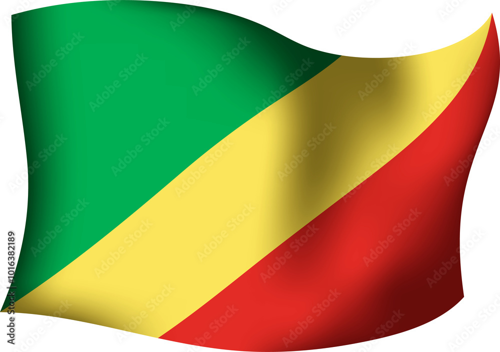 Republic of the Congo Realistic 3D Waving Flag Stock Illustration ...