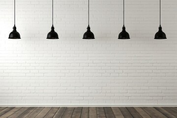 Poster - Empty room background floor brick lamp.