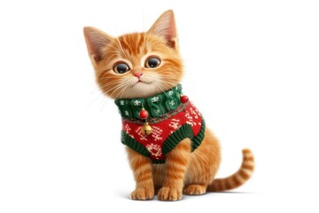 Wall Mural - Adorable kitten wearing festive sweater