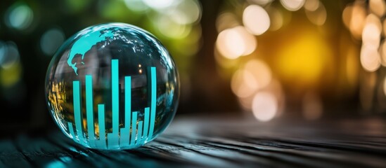 Poster - Global data visualization sphere with bar graph