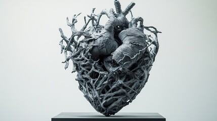 Wall Mural - Intricate Wood Sculpture: A Heart of Branches