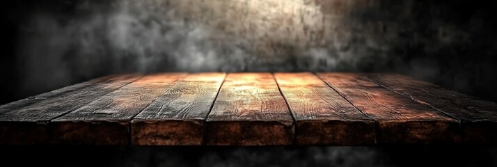 Poster - Empty Wooden Table Top with Dark Background