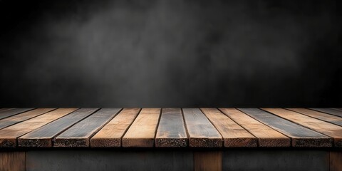 Poster - Empty Wooden Table Top with Dark Background