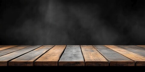 Poster - Empty Wooden Table Top on Dark Background