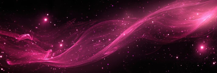 Wall Mural - a cosmic scene featuring swirling pink nebulae and stars, evoking a sense of wonder.