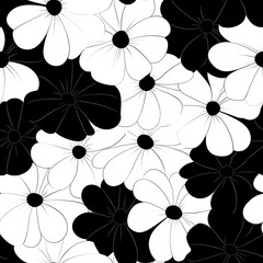 Poster - Minimalistic Monochrome Flower Petals Pattern