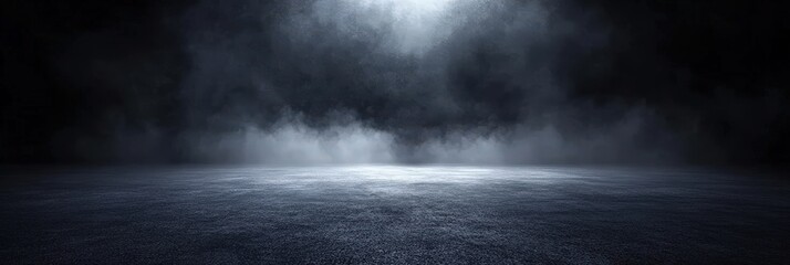 Poster - Empty Dark Floor with Fog and Spotlight Effect