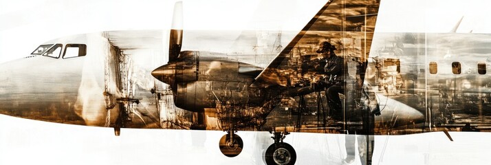 Sticker - A stylized depiction of an aircraft showcasing its structure and details.