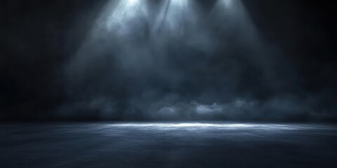 Poster - Dramatic Empty Dark Floor with Fog and Spotlight