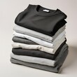 © muskaan - Set of pile stack group of folded blank black grey gray white tee t shirt sweater