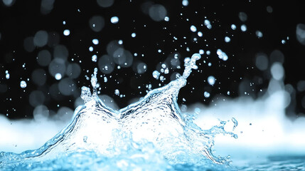 water droplets splash and create a dramatic effect against a dark background.