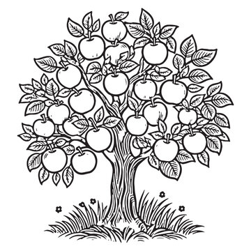Orange tree for coloring book, vector EPS 10	