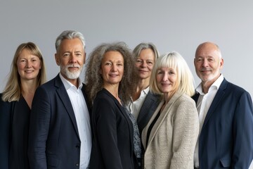 Sticker - Group of senior business people standing in a row smiling at the camera