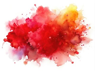 Wall Mural - Vibrant Watercolor Red Blot Abstract Stain on White Background for Creative Projects