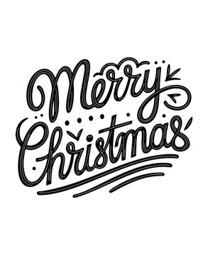 Merry Christmas and Happy New Year lettering. Seasonal greeting card template. stock illustration