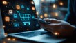 © Amonthep - shopping online, order in online store, shopping on internet, ,Shopper using computer laptop to input order with trolley credit card