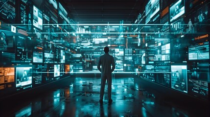Poster - futuristic ai driven ad agency optimizing campaigns for diverse platforms and audiences