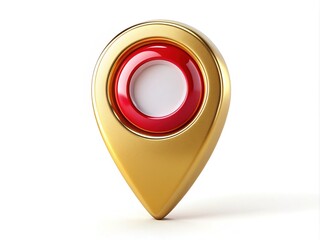 stylized golden map pin icon with a red circle and white interior, symbolizing a destination or meet