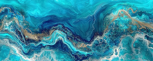 Poster - Vibrant Isometric 3D Abstract Ocean Illustration