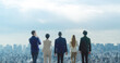 © metamorworks - Back view of multinational people looking at the city. Global business concept.