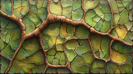 Poster - Abstract Isometric 3D Textured Green Surface
