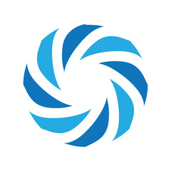 Poster - A flat logo of a whirlwind vortex in blue color on a white background