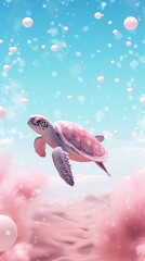 Sticker - Sea turtle dreamy wallpaper tortoise outdoors reptile.