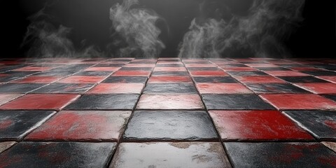 Poster - Dark Smoke Over Red Stone Floor Background