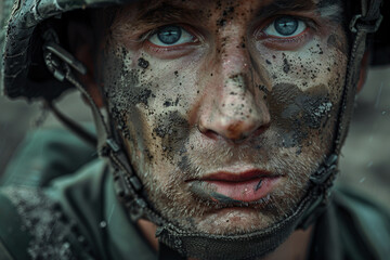Leinwandbilder - Generated with AI close up photo of soldier in full combat gear