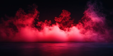 Poster - red smoke on dark stone floor background