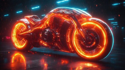 Futuristic Motorcycle with Glowing Wheels