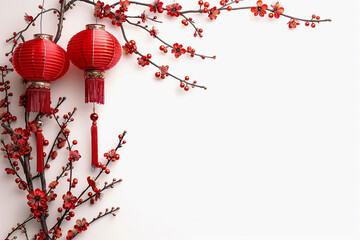 Beautiful greeting card with holiday composition for celebrate chinese festival of lanterns