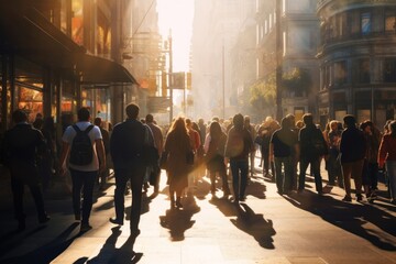 Canvas Print - Crowd street footwear walking.